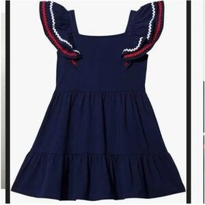 GIRLS Janie and Jack Americana Navy Ric Rac Ruffle Dress Size 4